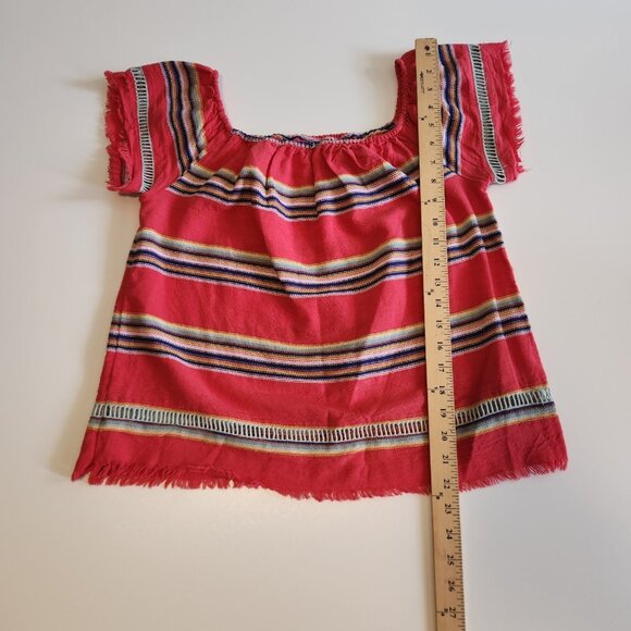 Anthropologie dRA Los Angeles Off Shoulder Shirt Frayed Raw‎ Striped Boho Medium - Picture 8 of 9